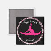 Gymnastiek Bars Birthday in roze en zwart Magneet (Voorkant / Achterkant)