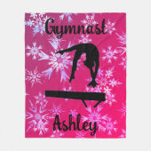Gymnastiek Beam Fuchsia Snowflake Fleece Deken (Voorkant)