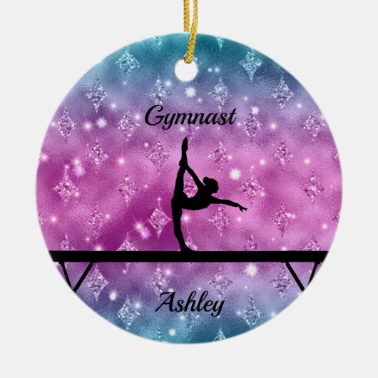 Gymnastiek Beam Glam Keramisch Ornament (Voorkant)