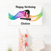 Gymnastiek Beam "Happy Birthday" Kleurrijke Wervel Spandoek (Insitu)