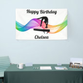Gymnastiek Beam "Happy Birthday" Kleurrijke Wervel Spandoek (Beurs)