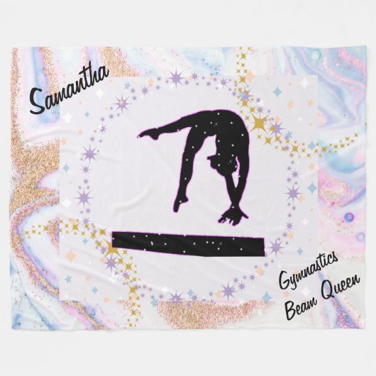 Gymnastiek Beam Queen Glitter Waterverf Abstract Fleece Deken (Voorkant (Horizontaal))