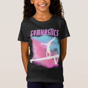 Gymnastiek Beam Roze en Blauwe Kleur Bomb T-shirt
