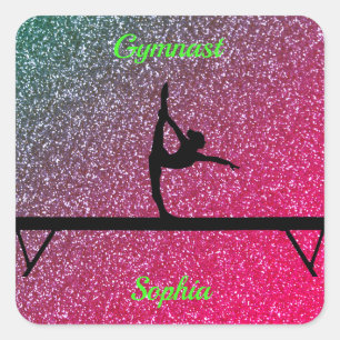 Gymnastiek Beam Watermelon Sparkle Vierkante Sticker