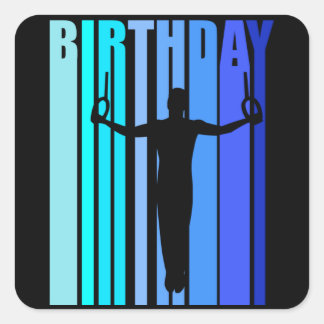 Gymnastiek Birthday Male Gymnast Retro Style Rings Vierkante Sticker