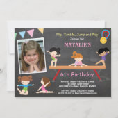 Gymnastiek Birthday Uitnodiging Roze Gym Partij (Voorkant)