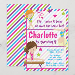 Gymnastiek Birthday Uitnodigingen voor elke leefti