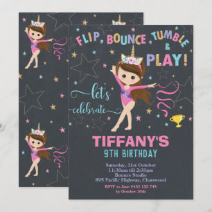 Gymnastiek Birthday Unicorn Girl Gymnastics Party Kaart