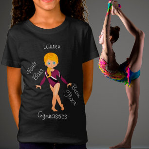 Gymnastiek Blonde, Blue Eyes, Burgundy Leotard T-shirt