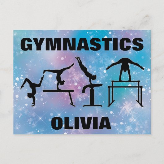 Gymnastiek Blue Glam Briefkaart (Voorkant)