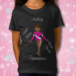 Gymnastiek Brunette, Bruin Eyes, Roze Leotard T-shirt