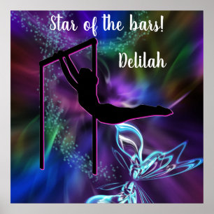 Gymnastiek Butterfly Star van de Bars Personalized Poster