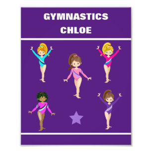 GYMNASTIEK CADEAU MET 5 GYMNASTEN GEPERSONALISEERD FOTO AFDRUK