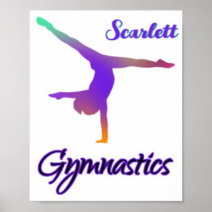 Gymnastiek Cartwheel Roze Paarse Gepersonaliseerd Poster