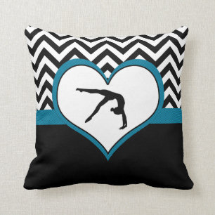 Gymnastiek Chevron Heart met monogram in zwart Kussen