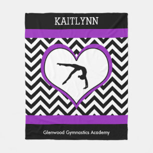 Gymnastiek Chevron Heart met monogram met Paars Fleece Deken