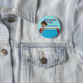 Gymnastiek Custom Afro-Amerikaanse verjaardag meis Ronde Button 5,7 Cm (In situ)