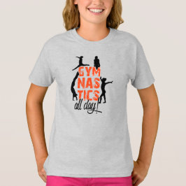 Gymnastiek de hele dag in het sinaasappel t-shirt