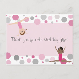 Gymnastiek Feest Bedankt in Pinks & Grey Briefkaart