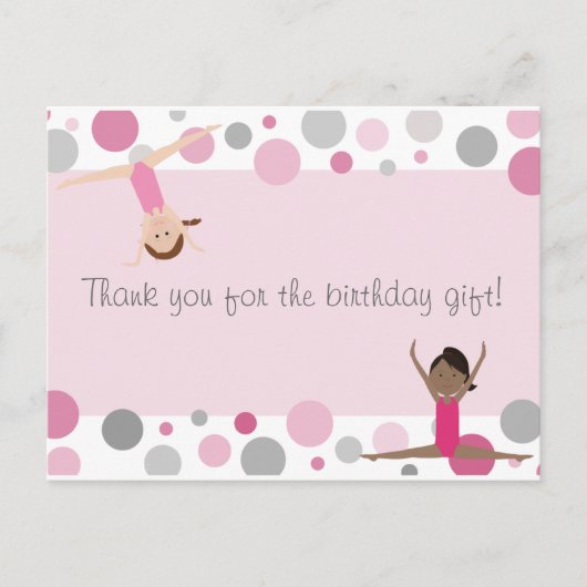 Gymnastiek Feest Bedankt in Pinks & Grey Briefkaart (Voorkant)