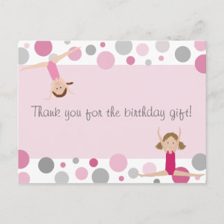 Gymnastiek Feest Bedankt in Pinks & Grey Briefkaart