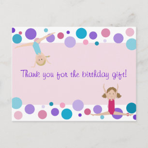Gymnastiek Feest Bedankt in Roze, Paarse & Aqua Briefkaart