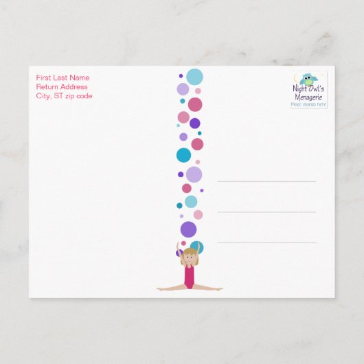 Gymnastiek Feest Bedankt in Roze, Paarse & Aqua Briefkaart (Achterkant)