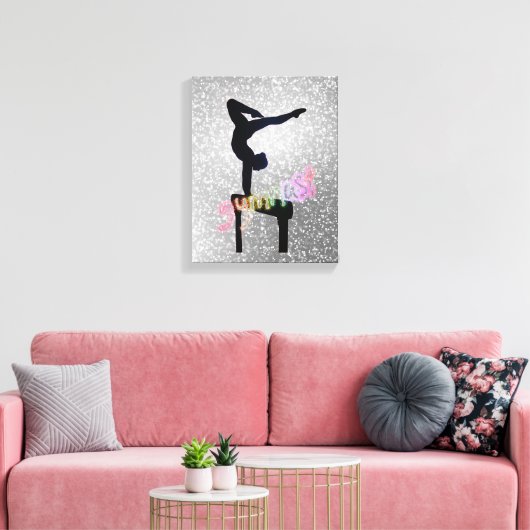 Gymnastiek Funky Font Gymnast Abstract op Beam Canvas Afdruk (Insitu (Woonkamer))