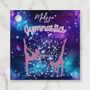Gymnastiek Galaxy Paarse turquoise gepersonaliseer Bedankjes Labels