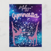 Gymnastiek Galaxy Paarse turquoise gepersonaliseer Briefkaart (Voorkant)
