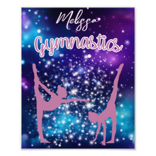 Gymnastiek Galaxy Paarse turquoise gepersonaliseer Foto Afdruk
