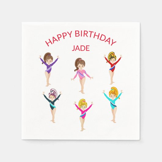 Gymnastiek gepersonaliseerd BIRTHDAY Servet (Voorkant)