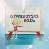 Gymnastiek Girl Cute Blonde Custom Kerstmis Glas Ornament