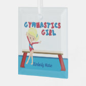 Gymnastiek Girl Cute Blonde Custom Kerstmis Glas Ornament (Voorkant links)