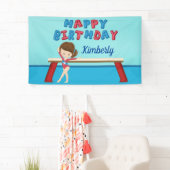 Gymnastiek Girl Cute Custom Happy Birthday Party Spandoek (Insitu)