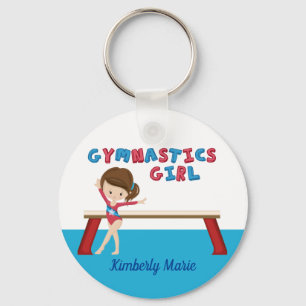 Gymnastiek Girl Cute Personalized Gymnast Beam Sleutelhanger