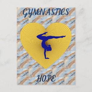 Gymnastiek gouden hart met gymnastiek briefkaart