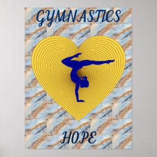 Gymnastiek gouden hart met gymnastiek poster