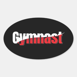 Gymnastiek - Gymnast Abstract Woordkunst Swish Ovale Sticker