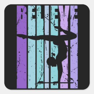  gymnastiek Gymnast Beam Queen Believe Vierkante Sticker