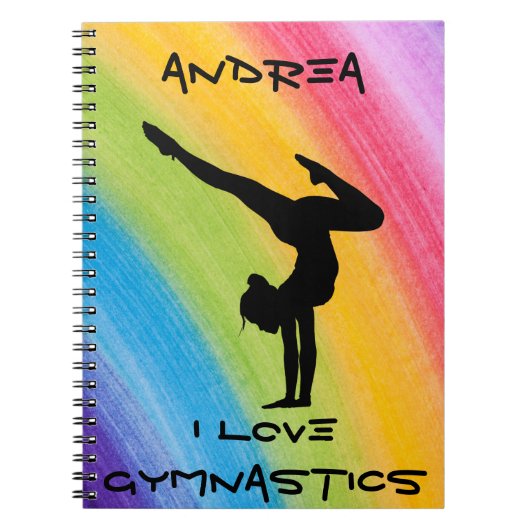 Gymnastiek Handstandaard Rainbow Funky Sketch Font Notitieboek (Voorkant)