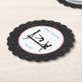 Gymnastiek "Happy Birthday" - zwarte sparkle Kartonnen Onderzetters (Gekanteld)