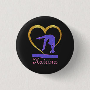 Gymnastiek Harthart van de goudgymnast Ronde Button 3,2 Cm