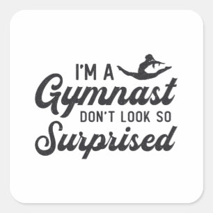 Gymnastiek ik ben een gymnast die er niet zo verba vierkante sticker