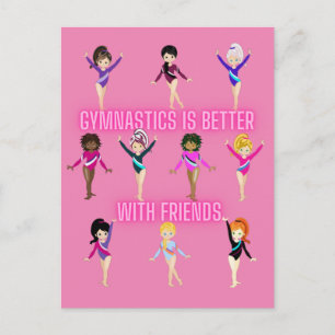 Gymnastiek is beter bij vrienden die zijn in roze briefkaart