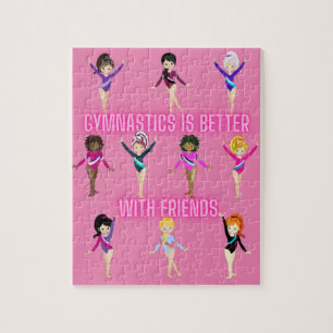Gymnastiek is beter bij vrienden die zijn in roze legpuzzel