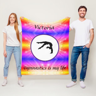 Gymnastiek is mijn leven - Custom Gymnast Tumble Fleece Deken