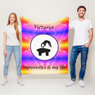 Gymnastiek is mijn leven - Custom Gymnast Vault Fleece Deken