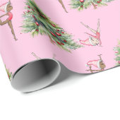 Gymnastiek Kerst Wrapping Papier Roze Vakantie (Rol Hoek)