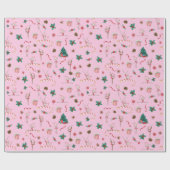Gymnastiek Kerst Wrapping Papier Roze Vakantie (Vlak)